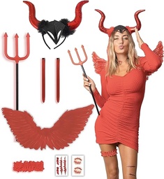 Costum de Diavol Roșu - Costum de Halloween Femei - Adulti și Adolescenți Mărime Unică - Costum Trending 2023