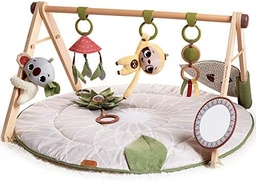 Gymini de dezvoltare Tiny Love Luxe, Covoraș de joacă din lemn pentru copii cu muzică, 0+ luni, Covoraș de joacă pentru bebeluși, 20 de activități, Jucărie muzicală, țesături premium, Hărți de 12 mile, Boho Chic