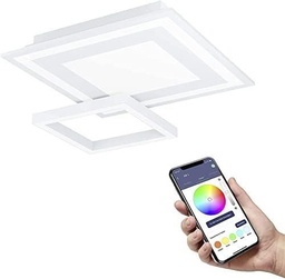 Panou LED EGLO connect.z Smart Home Savatarila-Z, ZigBee, aplicație și control vocal Alexa, culoarea luminii reglabilă (alb cald-alb rece), RGB, reglabil, plafonier metalic alb [Clasa de energie E]