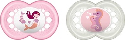 MAM Original Night S177 Manechin din latex care strălucește în întuneric cu tetina din latex pentru 16+ luni, neutru (pachet de 2) cu cutie de sterilizare automată, versiune în spaniolă
