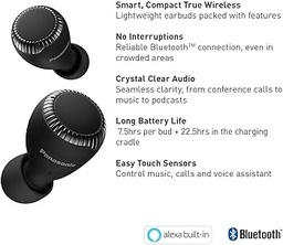 Căști Bluetooth Panasonic RZ-S300WE-K True fără fir, ultracompacte, control vocal, fără fir, până la 30 de ore de viață a bateriei