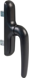 Amig - maner pentru geamuri rotite sau basculante, cu baza din aluminiu si capac PVC negru, cu prindere cu surub ascuns | 17,10 x 7,60 cm x înălțime 2,40 mm - Fără știft pătrat